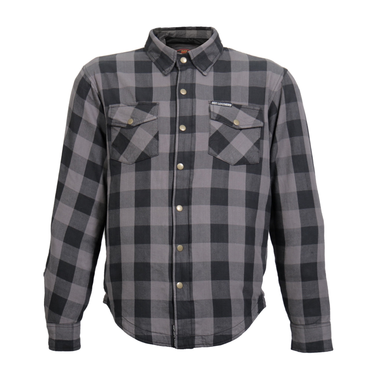JKM3004 Men Motorcycle Armored Flannel Biker Jacket - Gray & Black - Small