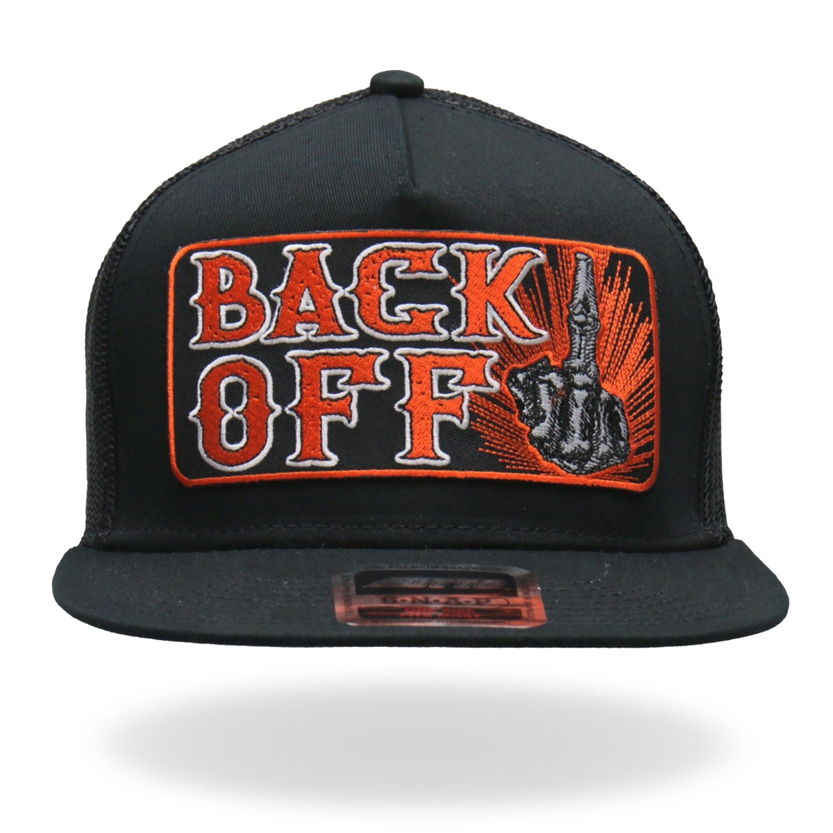 GSH1020 Back Off Bone Finger Snapback Hat - Black - Adjustable Size