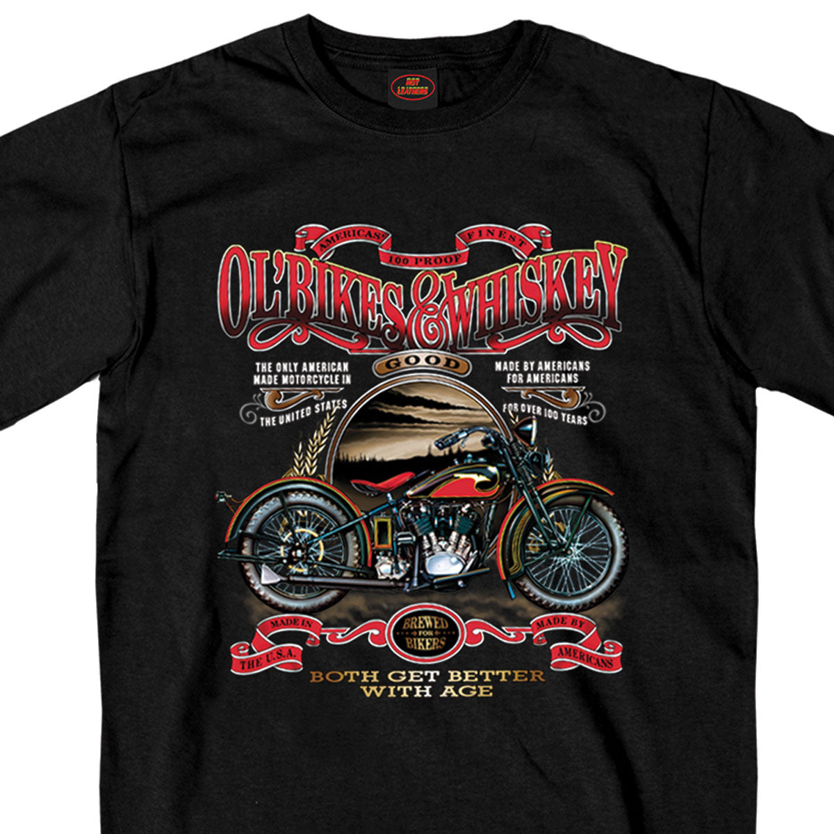 gms1074 Mens Ol Bikes & Whiskey T-Shirt - Black - Medium