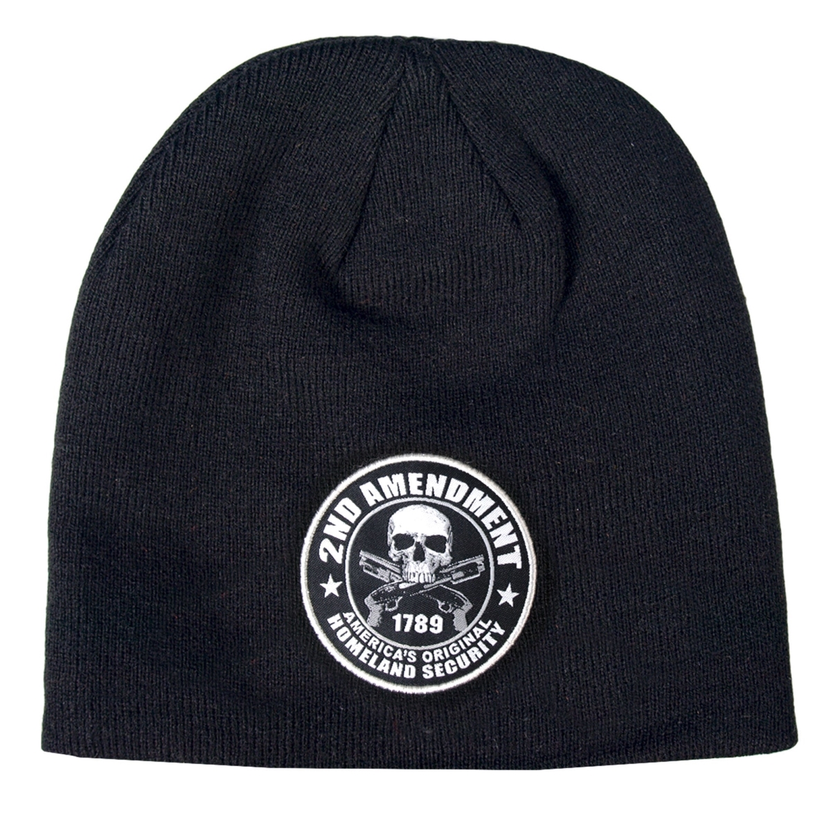 KHB1038 2nd Amendment Americas Original Homeland Security Skull Knit Cap - Black - One Size Fits Most