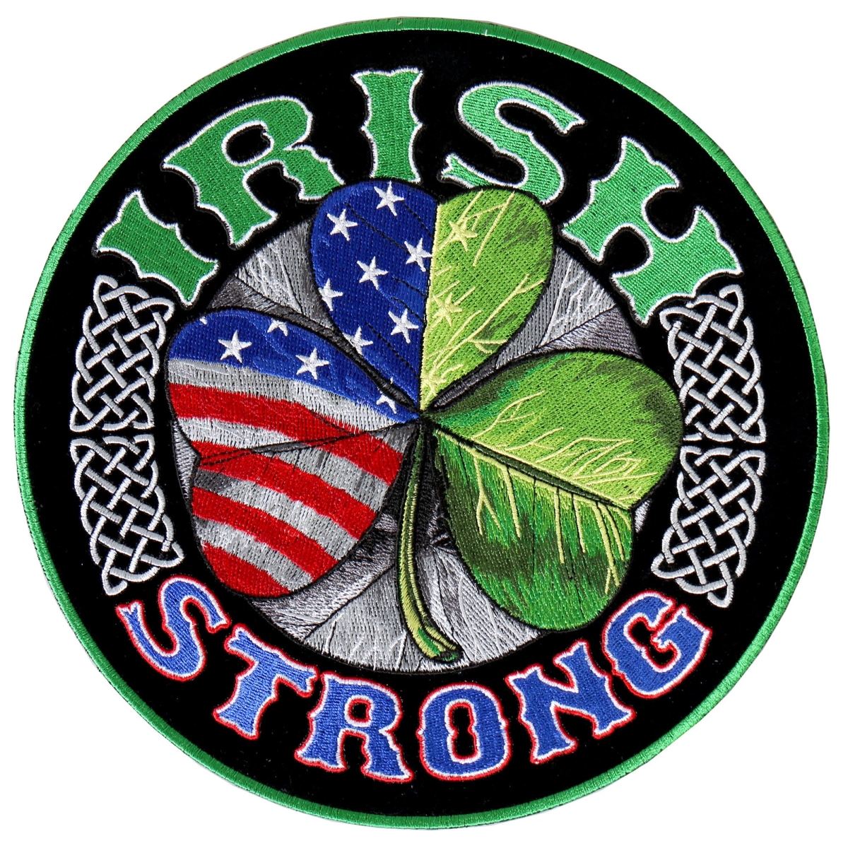 PPA8030 9 x 9 in. Irish Strong Shamrock Flag Circle Patch - Multi Color