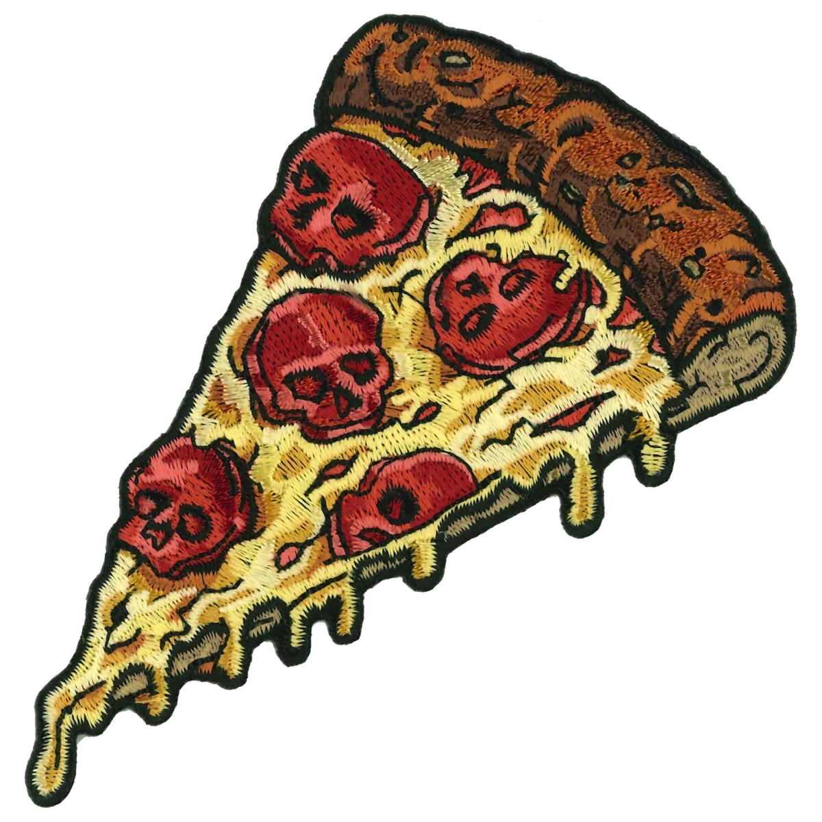PPQ1974 4 x 3 in. Pepperoni Skull Pizza Slice Patch - Multi Color