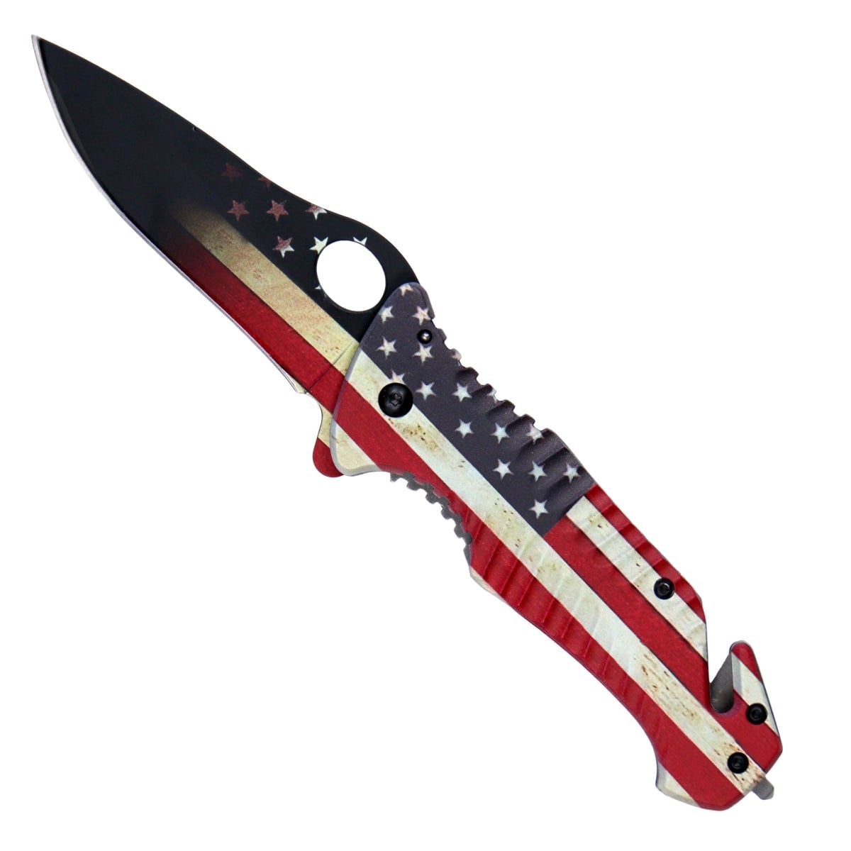 KNA1128 3.5 in. Worn USA Flag Knife