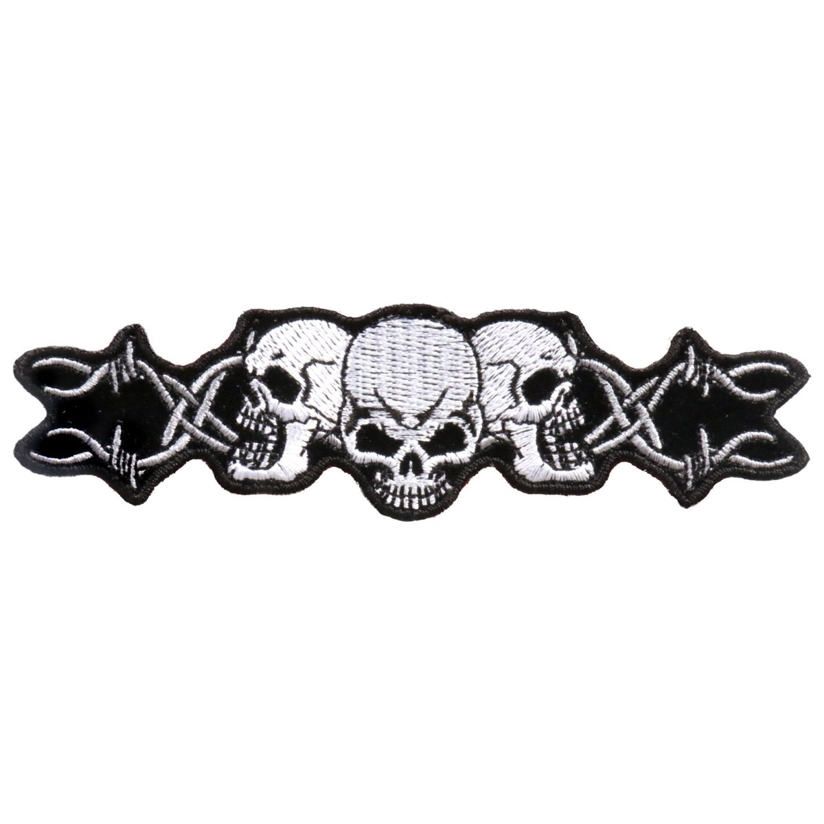 Picture of Hot Leathers PPA1052 5 x 1 in. Barbed Wire Skull Trio Patch - Black & White