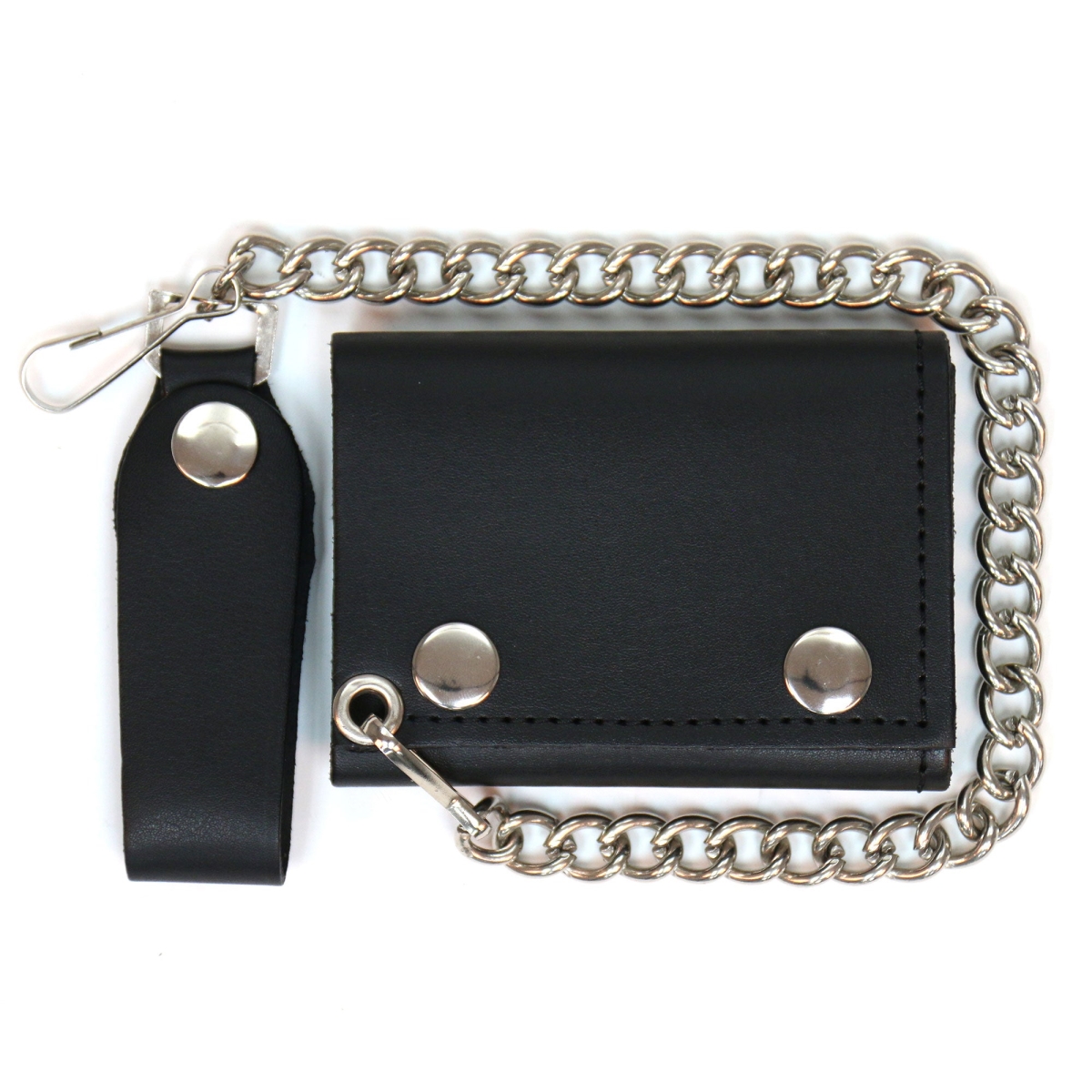 WLB1001 4 in. Classic Leather Wallet with Chain - Black