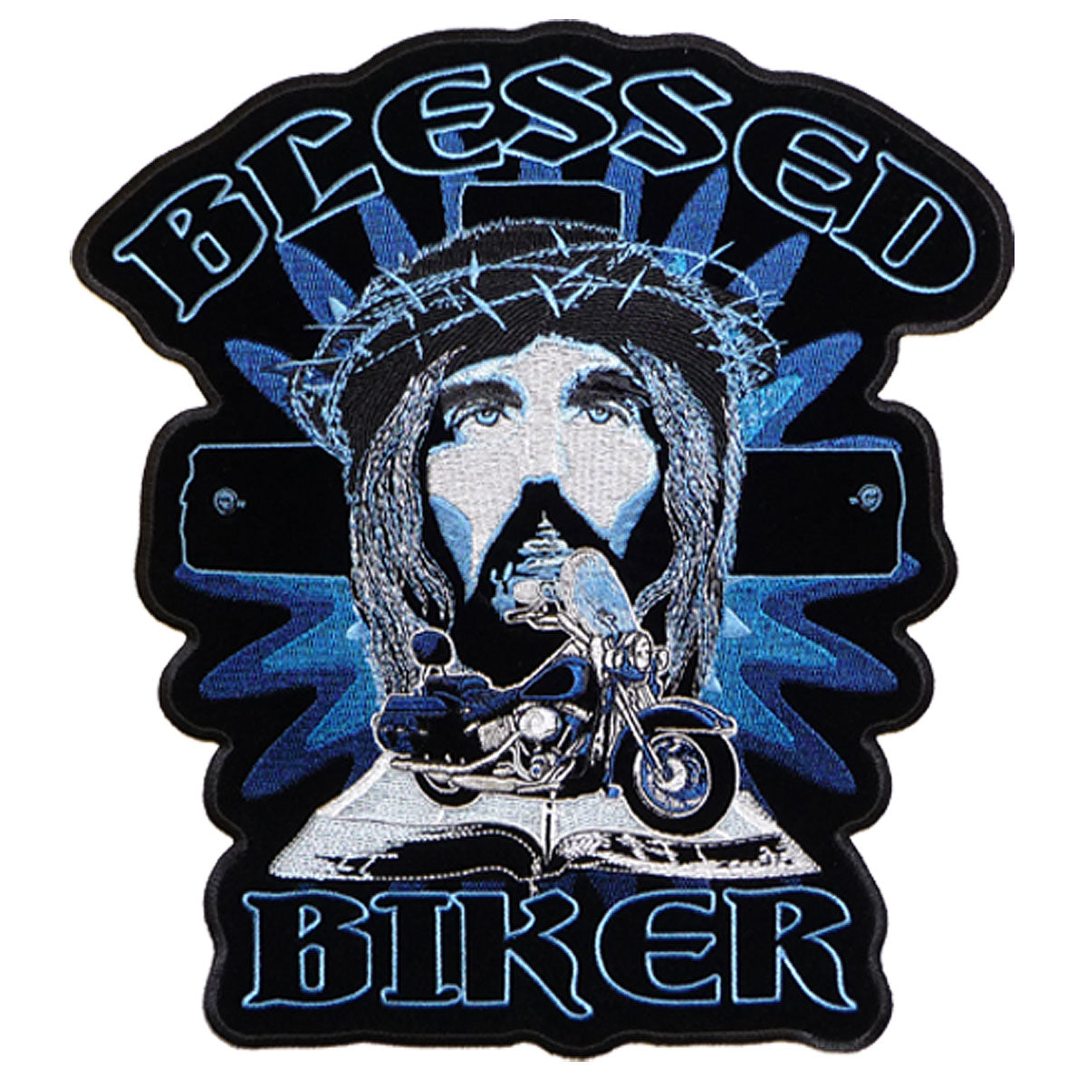 PPA5060 3 x 4 in. Blessed Biker Patch - Black & Blue