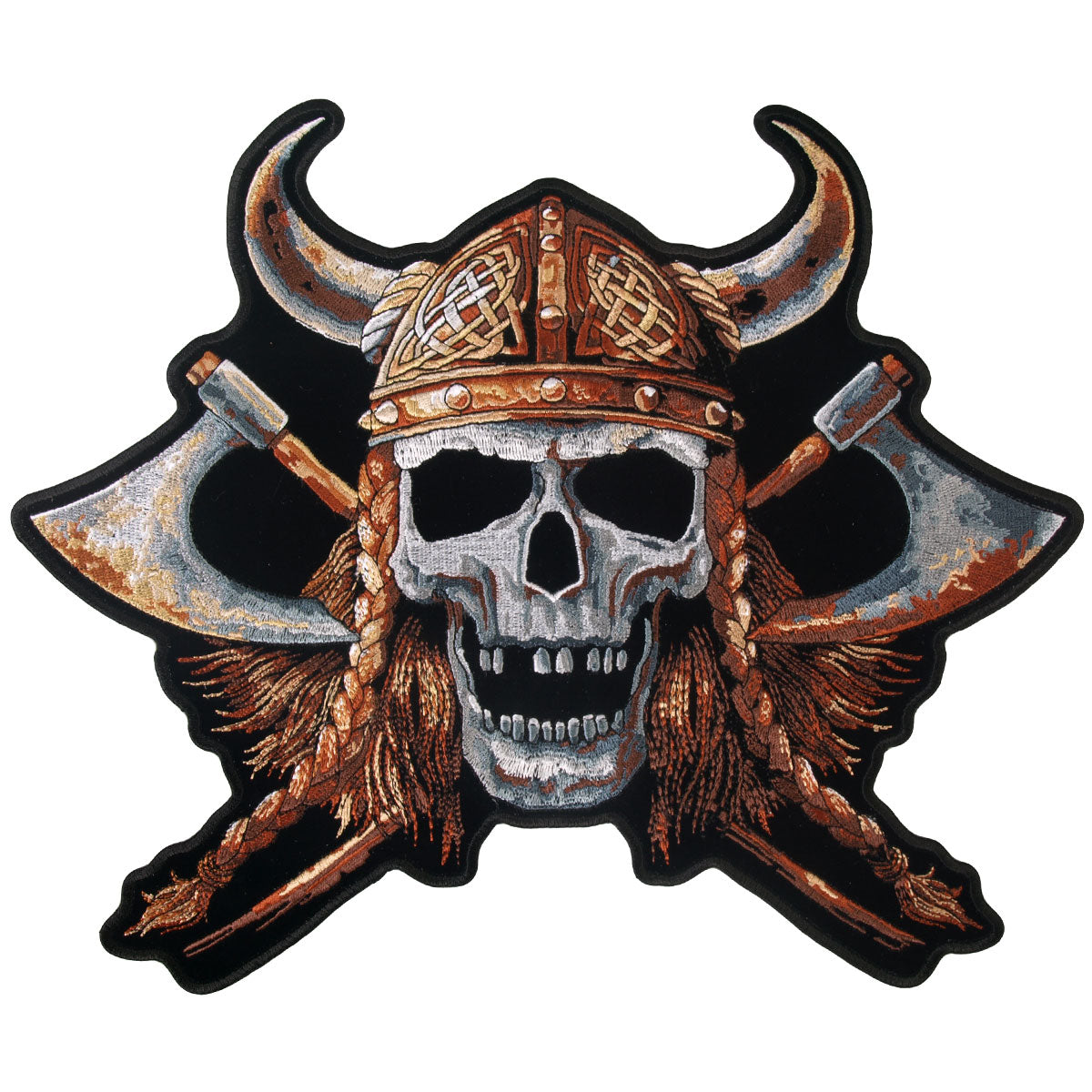PPA6539 12 x 10 in. Viking Skull Patch - Multi Color