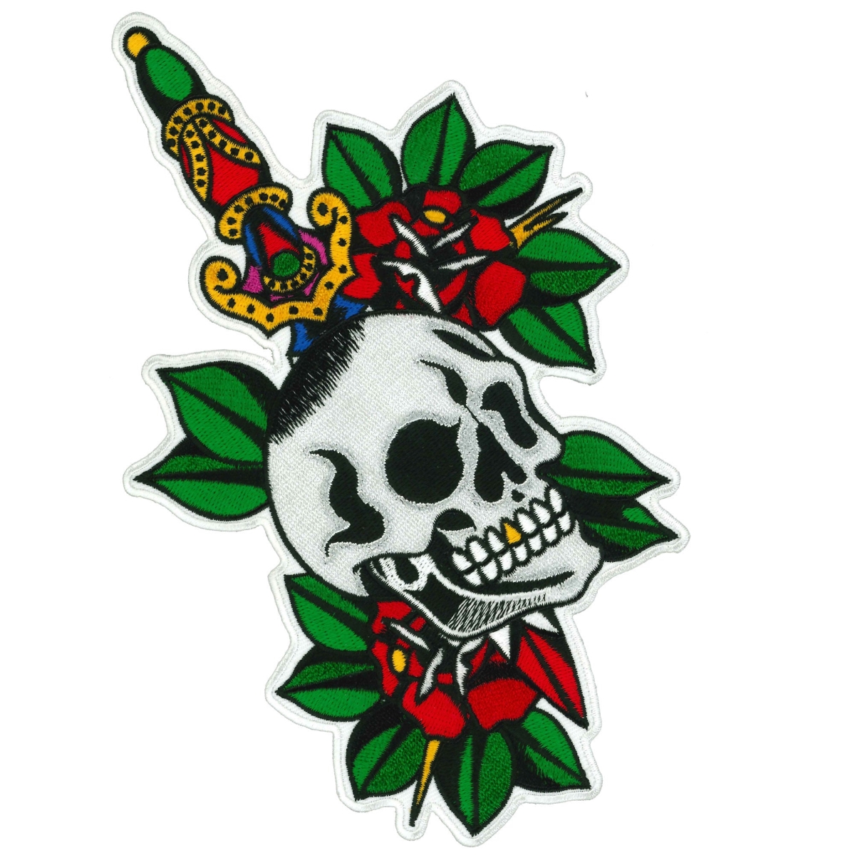 PPQ2008 5 x 8 in. Skull Dagger & Roses Patch - Multi Color