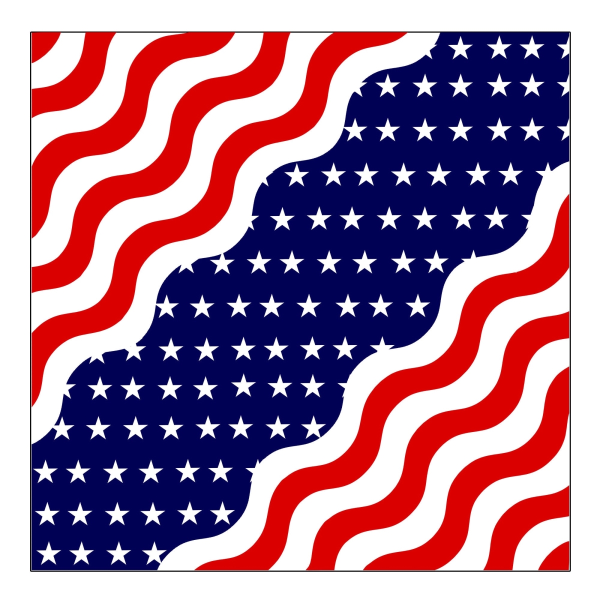 BAB1079 21 x 21 in. Wavy American Flag Bandana