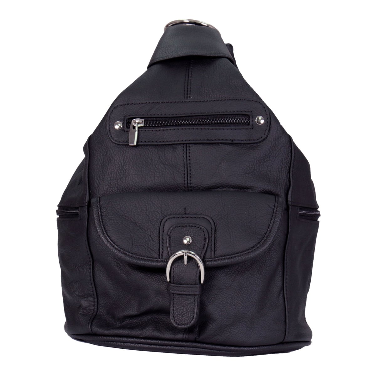 bpa1011 13 x 10 x 7 in. 6 Pocket Leather Backpack Purse - Black