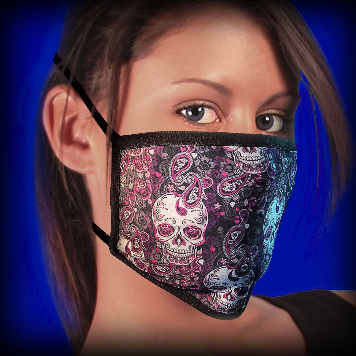 FMD1011 Paisley Skull Face Mask - Multi Color - One Size Fits Most