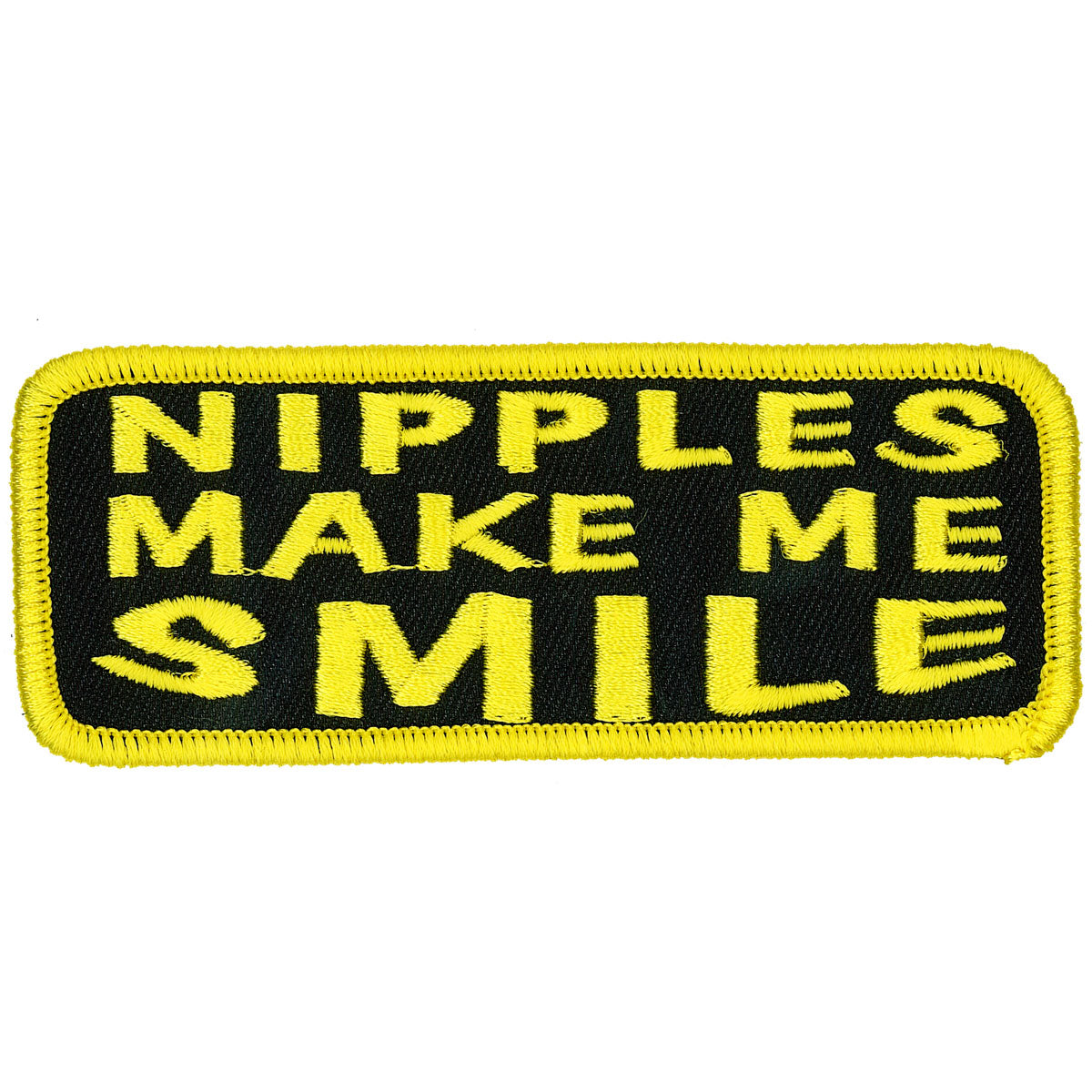 PPL9167 4 x 2 in. Nipples Make Me Smile Patch - Black & Yellow
