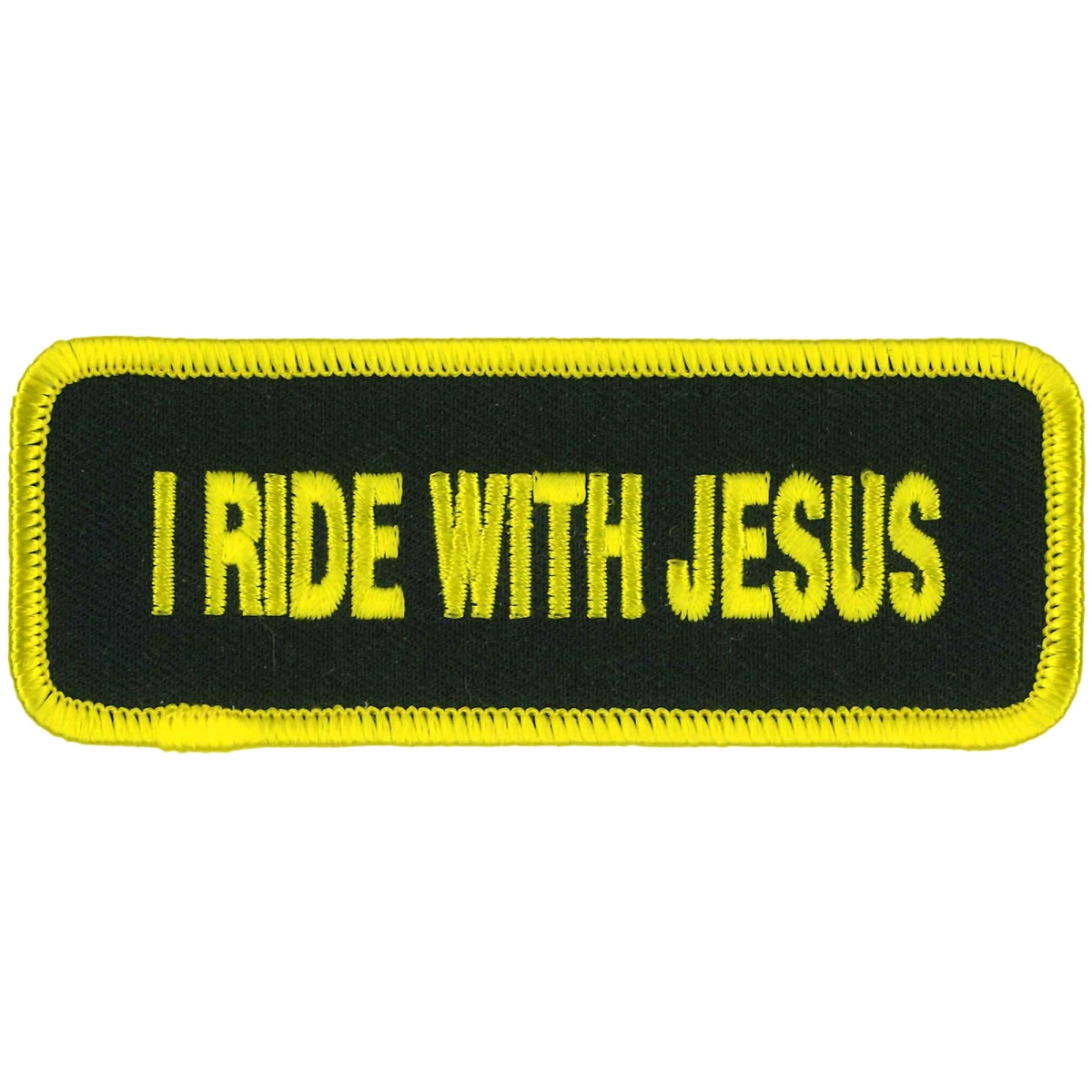 PPL9063 4 x 2 in. I Ride with Jesus Patch - Black & Yellow