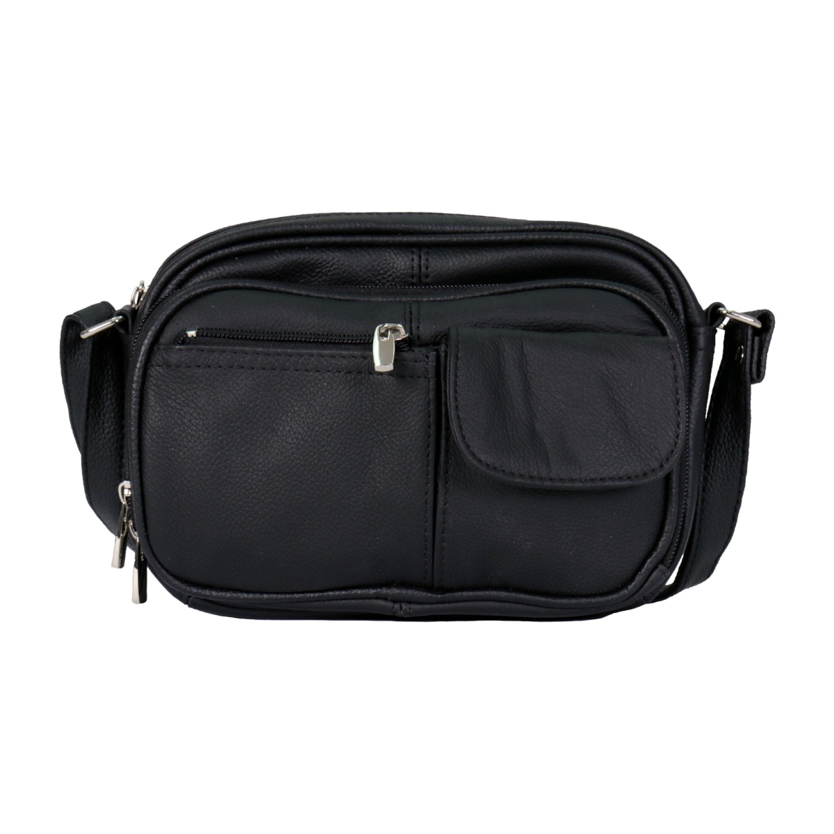 pua1028 8 x 6 x 4 in. Small Multipacket Leather Purse - Black