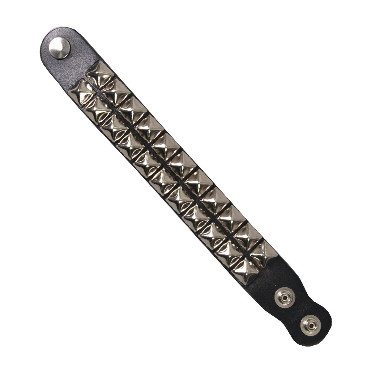 WBA1002 1 in. Leather Wrist Band with Pyramid Studs - Black