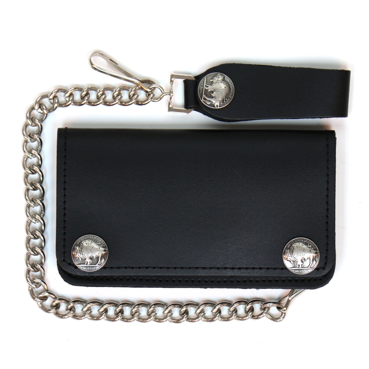 WLA2001 6 in. Buffalo Nickel Snap Bi-Fold Wallet - Black