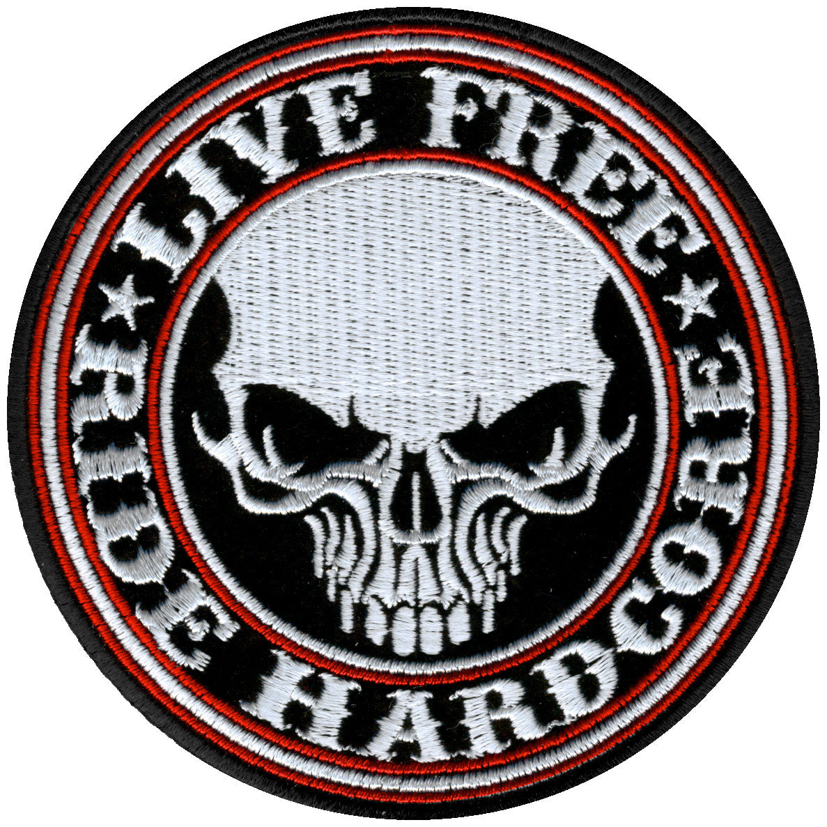 PPA5370 4 x 4 in. Live Free Ride Hardcore Skull Patch - Multi Color