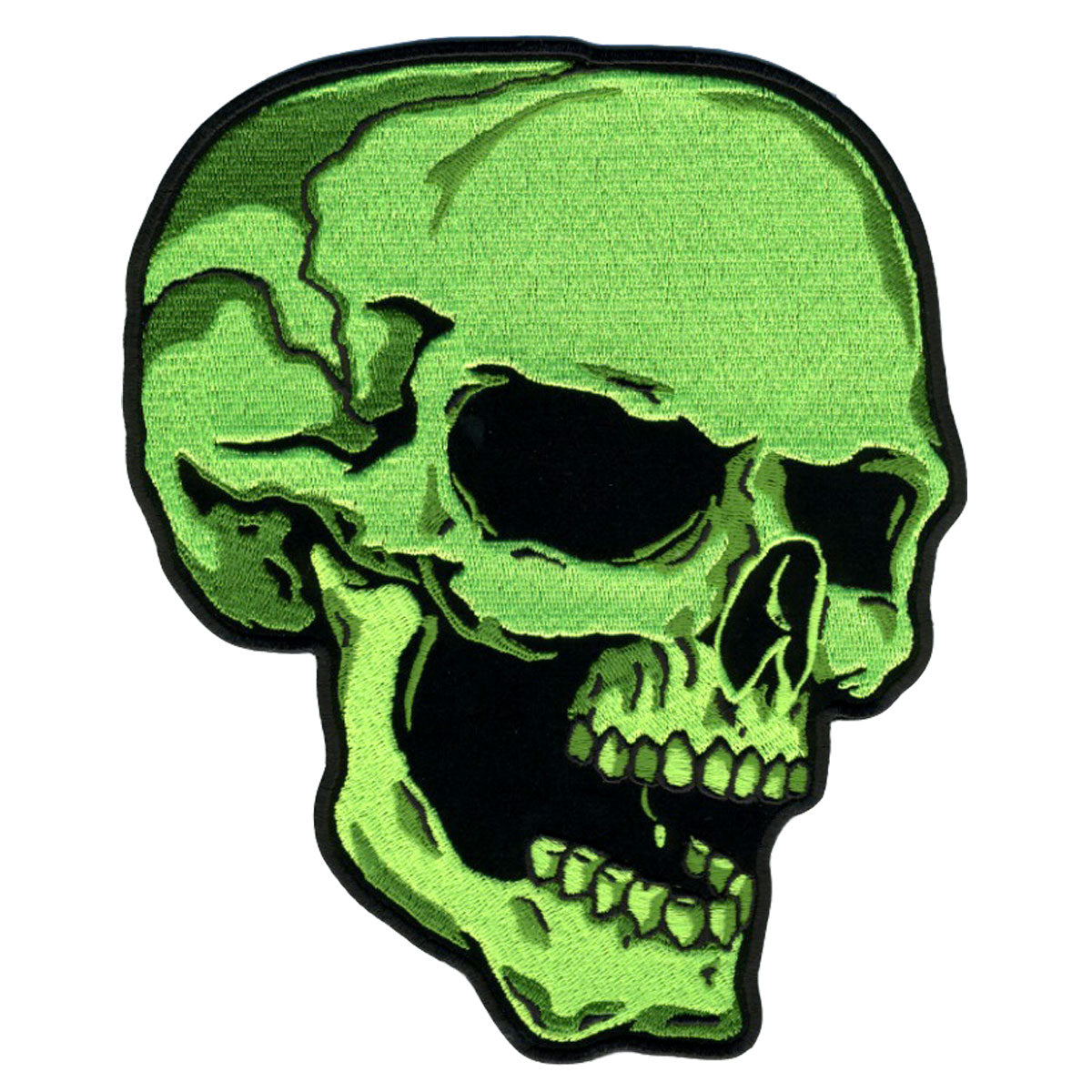 PPA5850 3 x 4 in. Right Facing Skull Patch - Green & Black