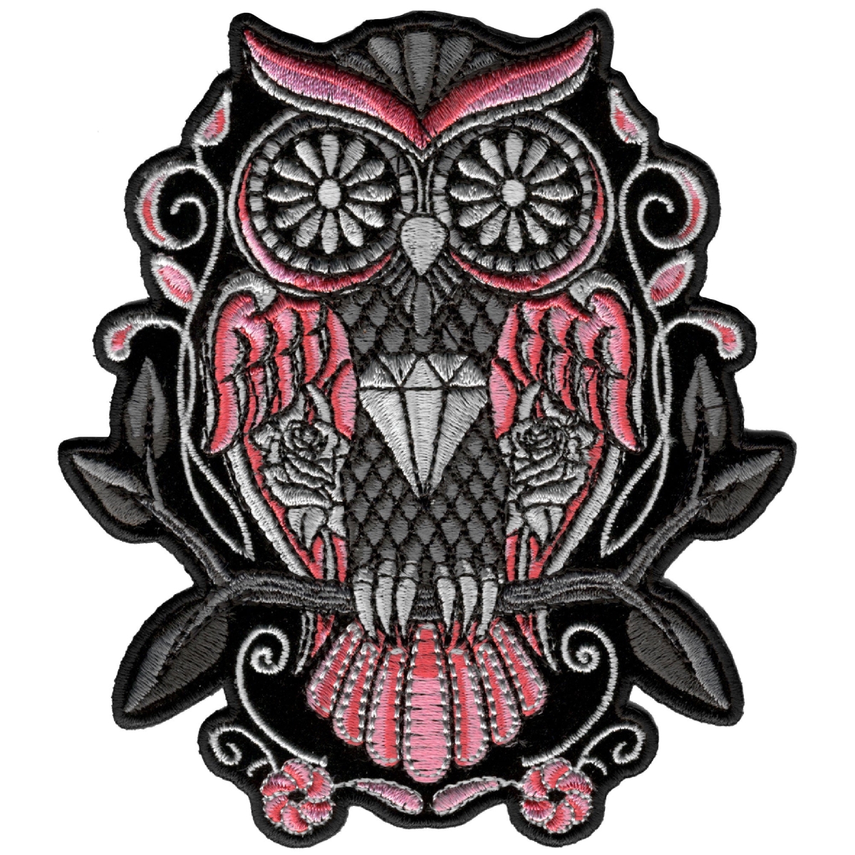 PPA6693 Sugar Owl Patch - Multi Color - 4 x 5 in. - Iron-On/Sew-On Backing
