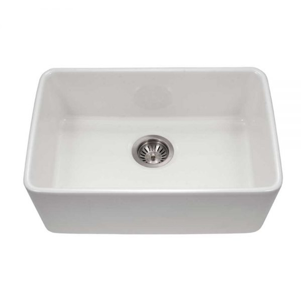 Picture of Houzer PTU-2400 WH-C 24 in. Platus Series Fireclay Undermount Single Bowl Sink with Basket Strainer & Bottom Grid, White