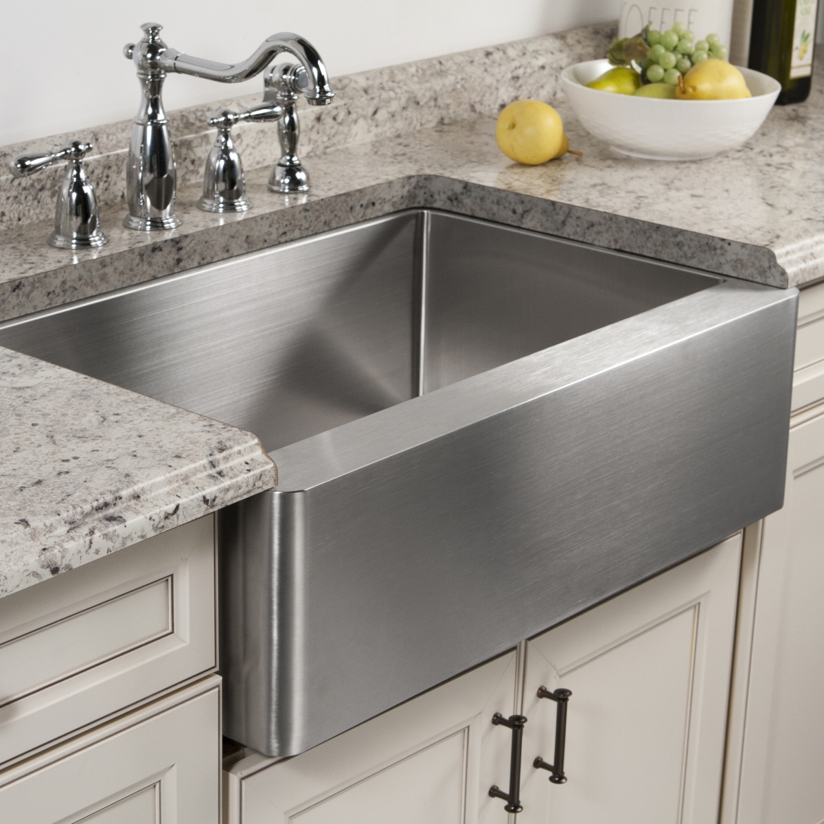 Picture of Houzer ENS-3020 30 in. Epicure Series Apron-Front Farmhouse Single Bowl Kitchen Sink with Basket Strainer & Bottom Grid, Stainless Steel