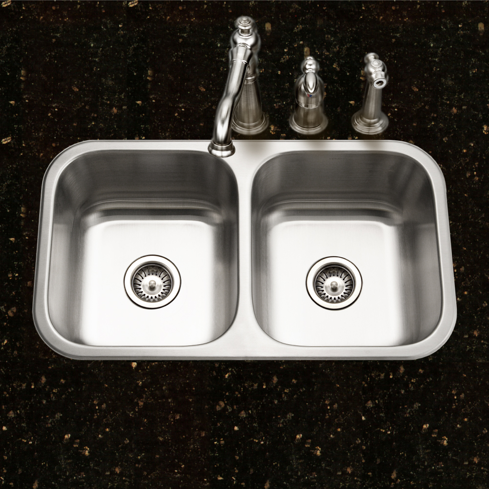Picture of Houzer BSD-3209 31 in. Belleo Series Drop-in Topmount 50-50 Double Bowl Kitchen Sink with 2 Basket Strainers & 2 Bottom Grids, Stainless Steel