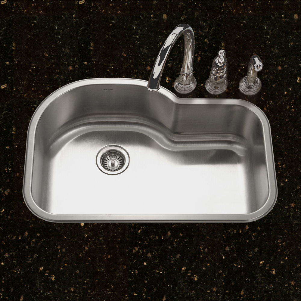 Picture of Houzer BSH-3200 31 in. Belleo Series Drop-in Topmount Single Bowl Offset Kitchen Sink with Basket Strainer & Bottom Grid, Stainless Steel