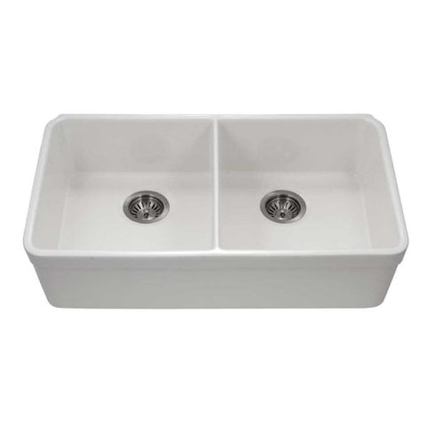 Picture of Houzer PTU-3200 WH 32 in. Platus Fireclay Series Undermount Double Bowl 50-50 Kitchen Sink Timeless Classic with Unmatched Durability & Chip Resistant, White
