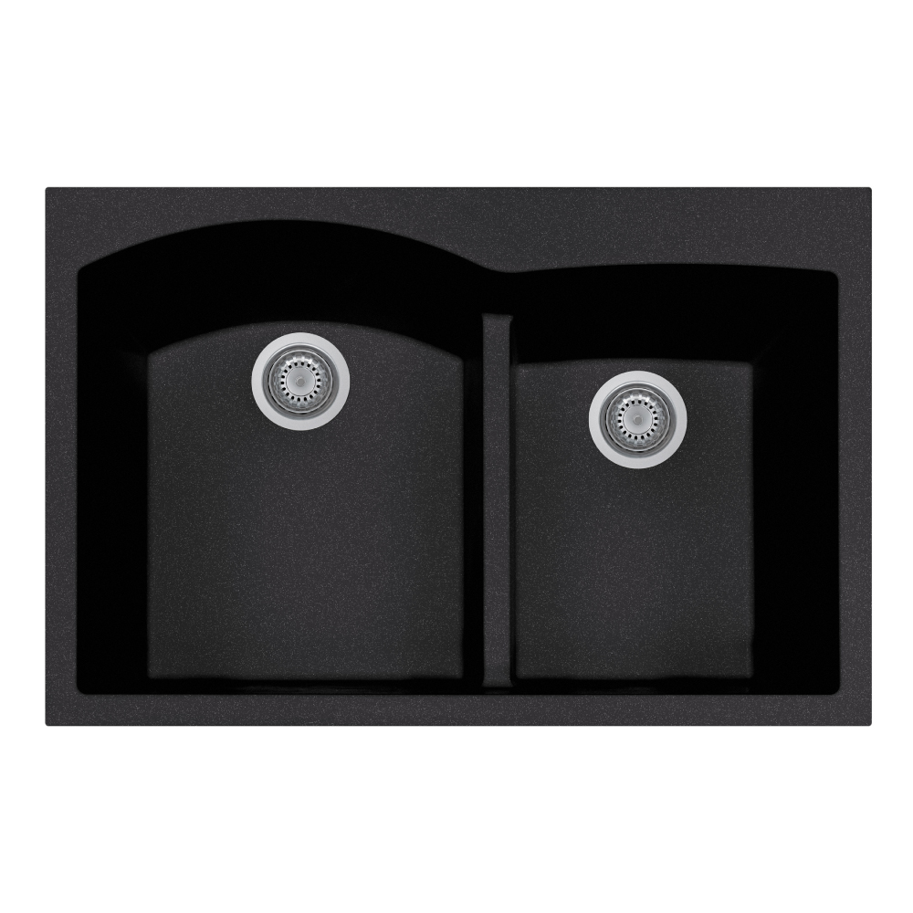 Picture of Houzer P-175 MIDNITE Topmount Double Bowl Granite Kitchen Sink, Midnite