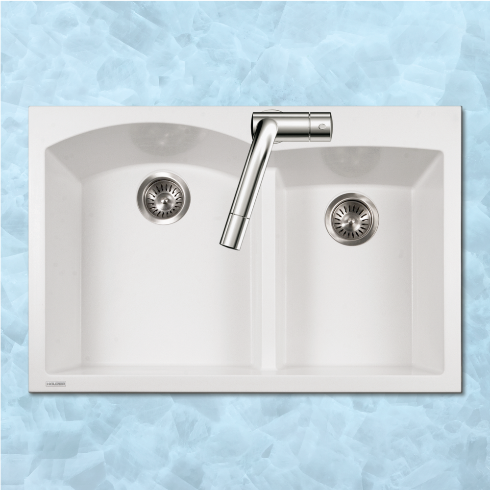 Picture of Houzer P-175U CLOUD Undermount Double Bowl Granite Kitchen Sink, Cloud