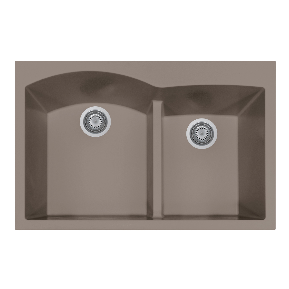 Picture of Houzer P-175 TAUPE 33 in. Quartztone Taupe Drop-in Topmount 60-40 Double Bowl Granite Kitchen Sink