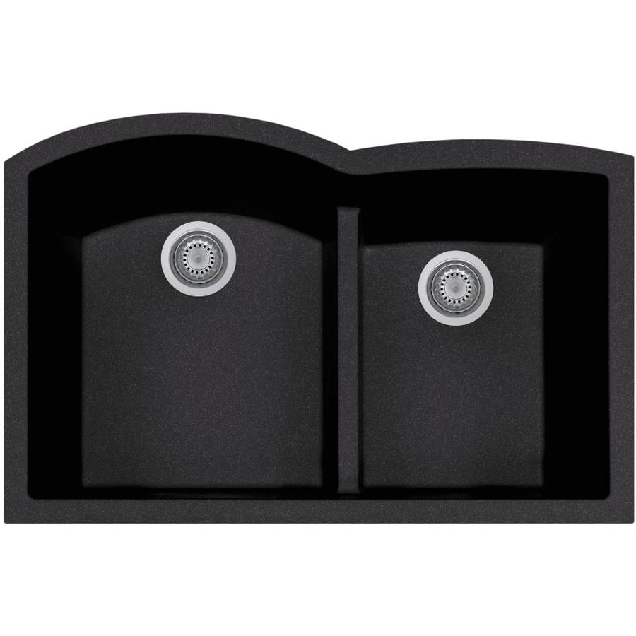 Picture of Houzer P-175U MIDNITE 33 in. Quartztone Midnite Undermount 60-40 Double Bowl Granite Kitchen Sink