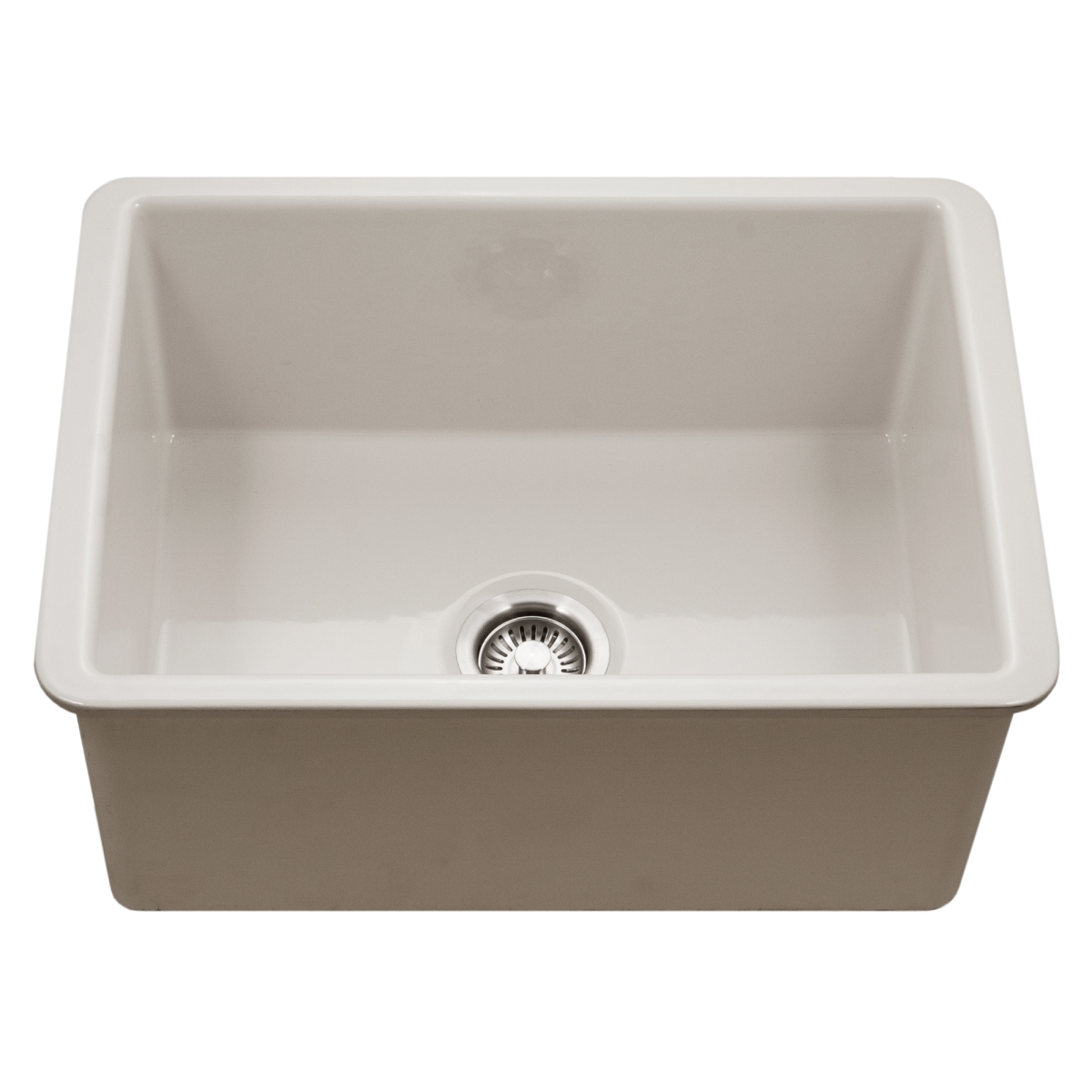 Picture of Houzer PTU-2800 BQ-C 26 in. Platus Biscuit Fireclay Undermount Single Bowl Kitchen Sink with Basket Strainer & Basin Grid
