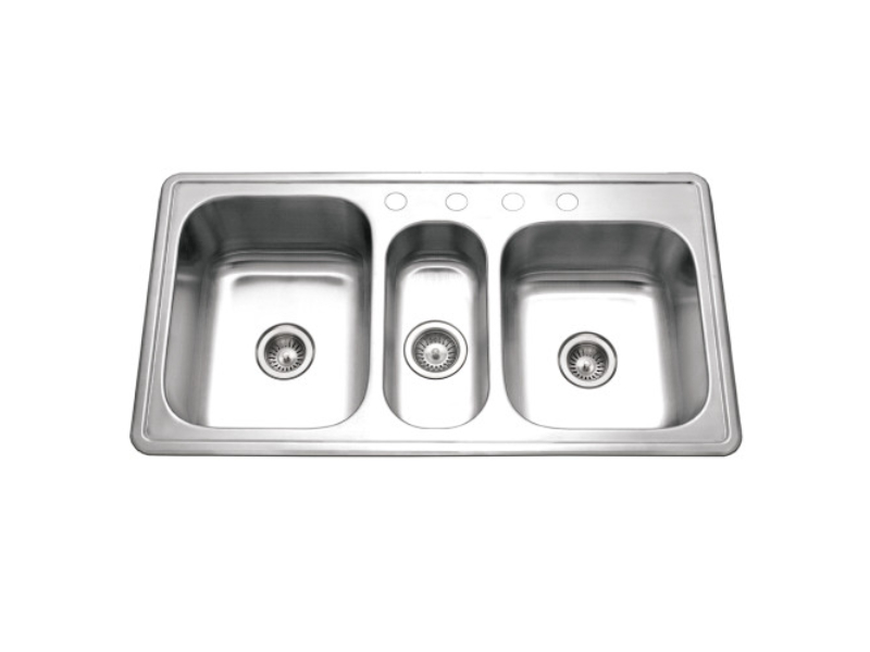 Picture of Houzer PGT-4322-20 41 in. Premier Drop-in Top Mount 4-hole Triple Bowl Kitchen Sink&#44; Stainless Steel - Pack of 20