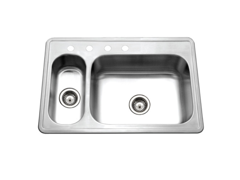 Picture of Houzer LHD-3322-20 33 in. Legend Top Mount 4-hole 80-20 Double Small Left Bowl Kitchen Sink&#44; Stainless Steel - Pack of 20