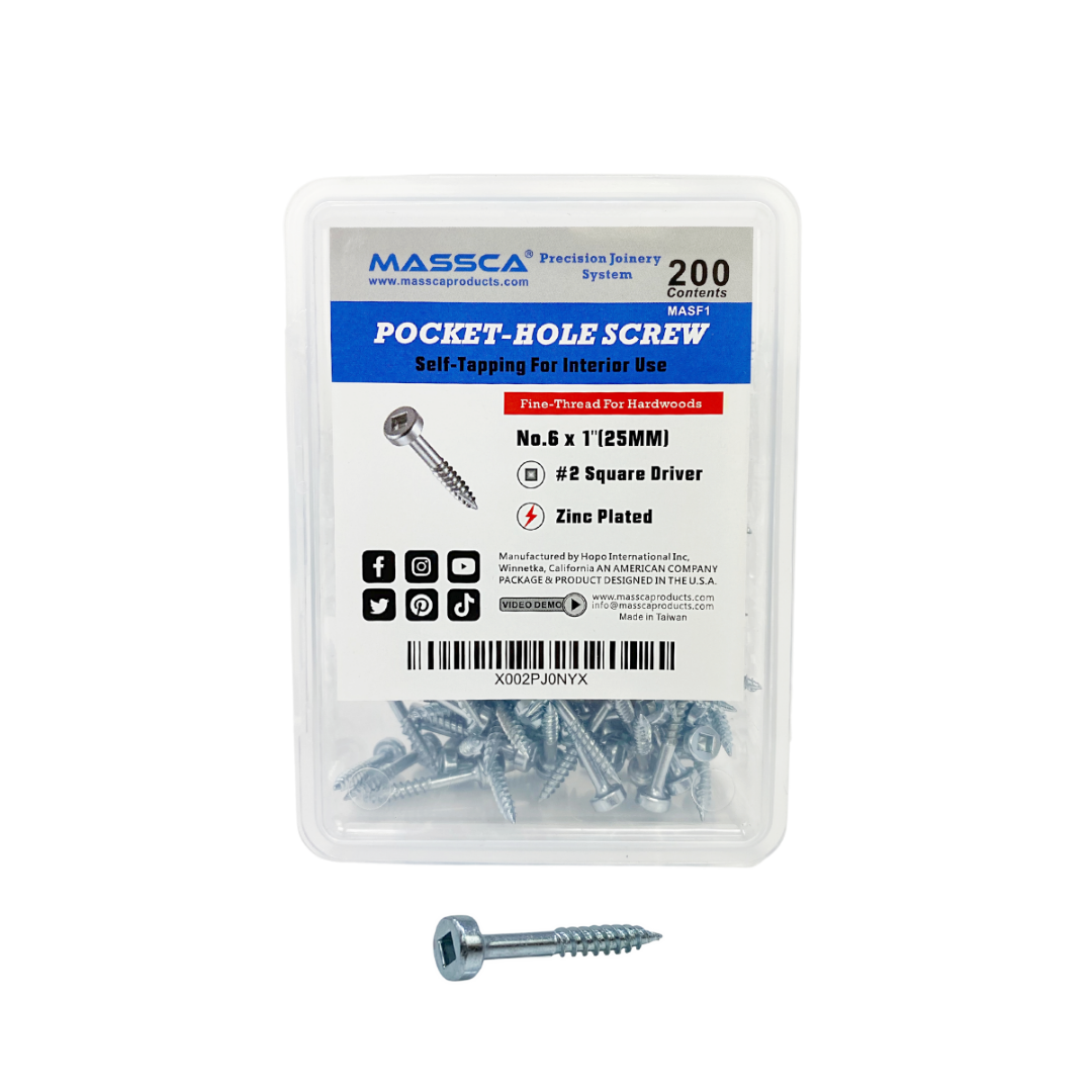 1 in. Fine Thread No.6 Zinc Pocket-Hole Screws - 200 Screws