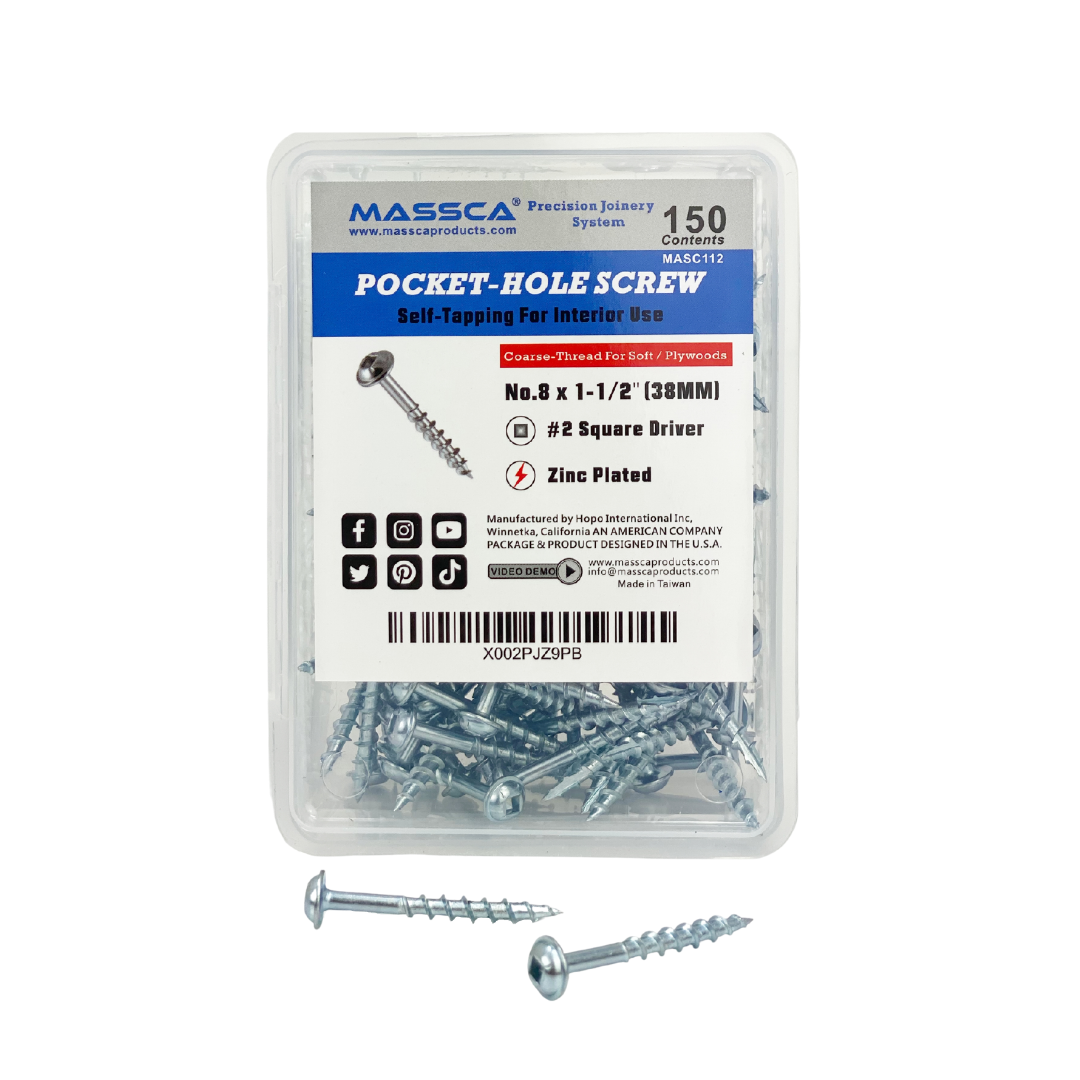 1.5 in. Coarse Thread No.8 Zinc Pocket-Hole Screws - 150 Screws