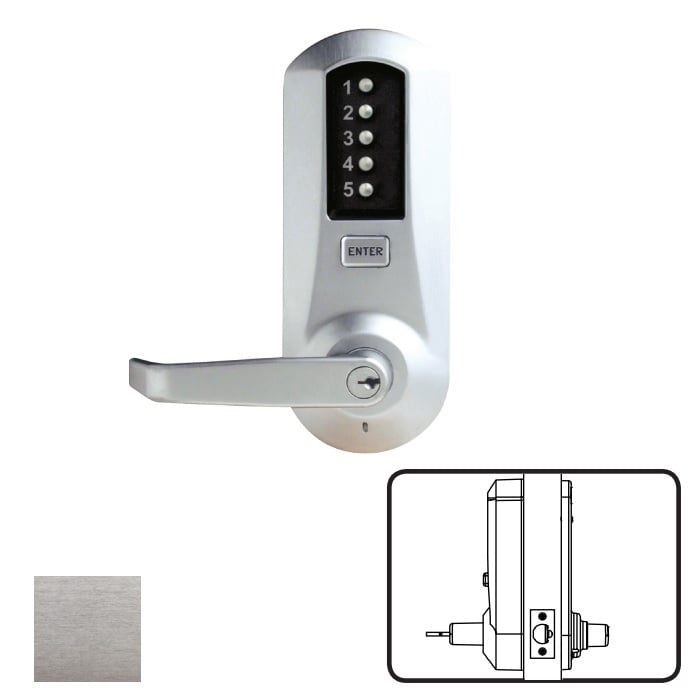 5032-B-WL-26D-41 5000 Series Mechanical Pushbutton Cylindrical Lever Lock with 0.375 in. Backset, 626-US26D Satin Chrome