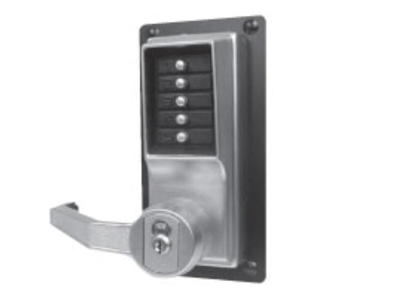 LLP1020-M-26D-41 LP1000 Series Mechanical Pushbutton Left Hand Exit Trim, 626-US26D Satin Chrome