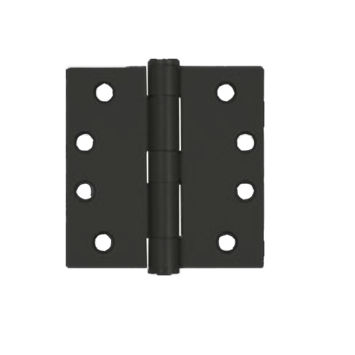 COM4040-19 4 x 4 in. Square Corner Plain Bearing Commercial Steel Hinge - 622 US19 Matte Black
