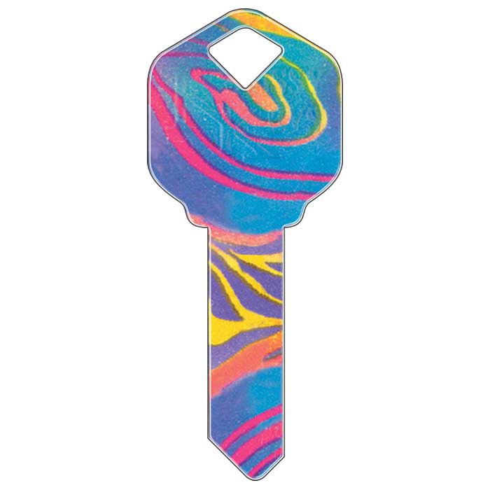 KW-HK7 2.3 in. Happy Keys Rainbow Swirl Key Blank