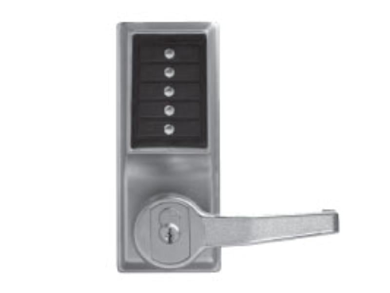 L1000 Series Right Hand Reverse Mechanical Pushbutton Cylindrical Lever Lock with 2.75 in. Backset, 626-US26D Satin Chrome - 8.2 in.