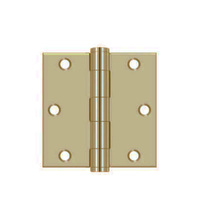 COM3535-4 3.5 x 3.5 in. Square Corner Plain Bearing Commercial Steel Hinge - Satin Brass