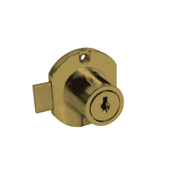 C8704-4G-KA346 0.93 in. Right-Hand Disc Tumbler Drawer Lock - Deadbolt Type - Keyed Alike 346 - Antique Brass
