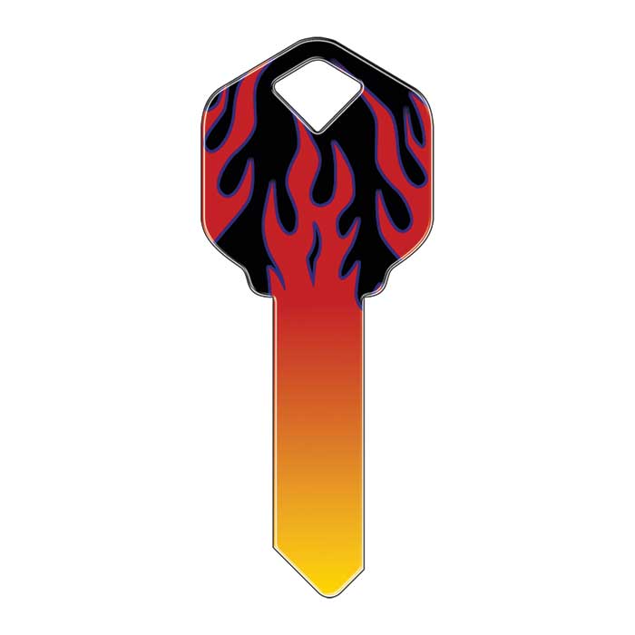 KW-HK11 2.6 in. Happy Keys Flames Key Blank