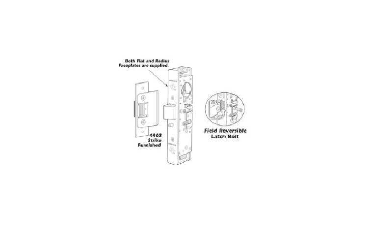 4913-25-IB 0.96 in. Backset x Left Hand Latch Body without Faceplate