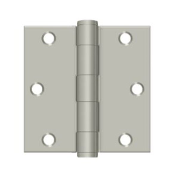 COM3535-15 3.5 x 3.5 in. Square Corner Plain Bearing Commercial Steel Hinge - Satin Nickel
