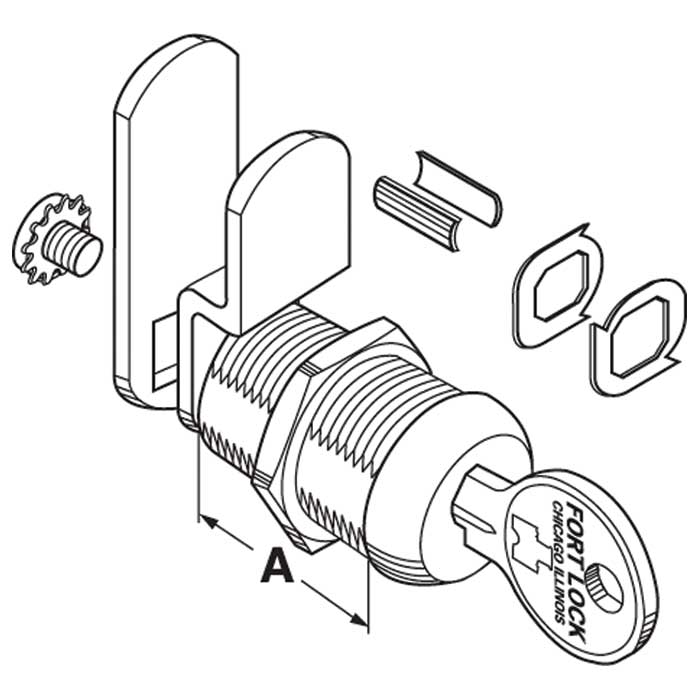 MFW23118-KD 1.12 in. Fort Regular Cylinder Cam Lock - Keyed Different - Stainless Steel