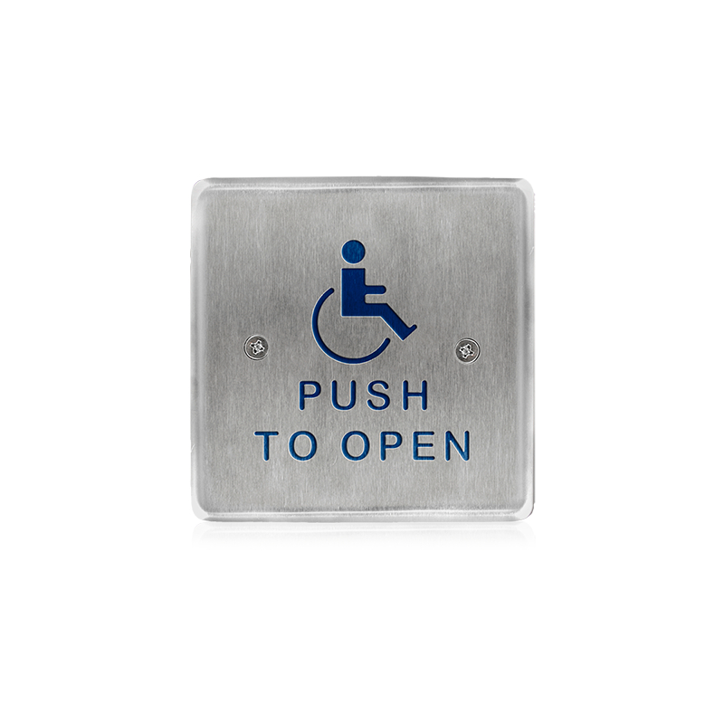 10PBS451 4.5 in. Square Push Plate with Accessibility Logo & Push to Open Text - Stainless Steel