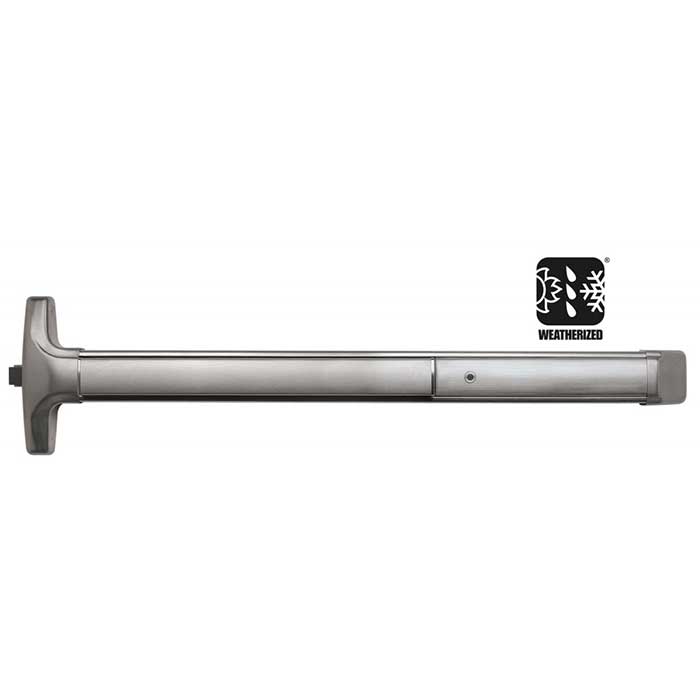 V40XW-628-ER-EX-W-36 Weatherized Rim Panic Exit Device with Electric Latch Retraction & Request-to-Exit Switch - Satin Aluminum Clear